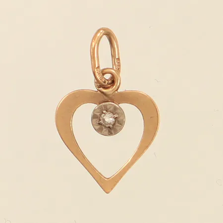 Hänge hjärta, diamant ca0,01ct, längd 16mm, bredd 10mm, 18K Vikt: 0,4 g