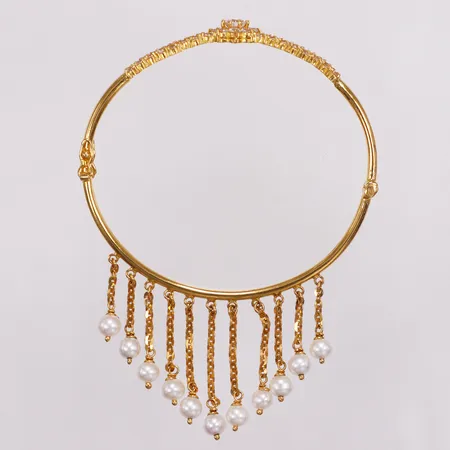 Armband, stelt, pärlor & vita stenar, ca 60 x 53mm, 22K  Vikt: 16,9 g