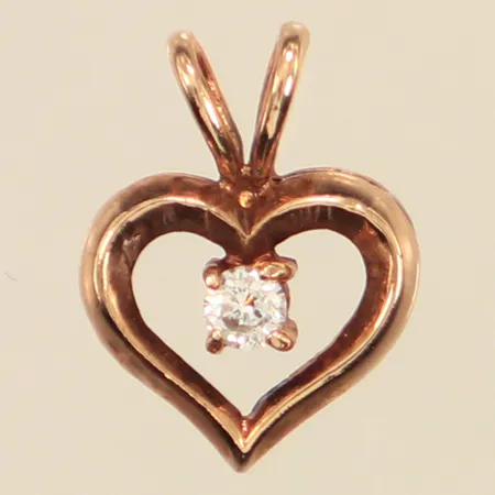 Hänge hjärta, vit sten, längd 11,3mm, bredd 8,5mm, förgyllt silver 835/1000  Vikt: 0,4 g