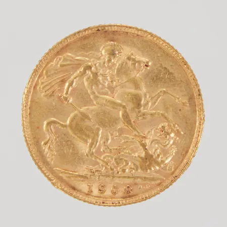 Mynt Sovereign - Edward VII, 1908, 22K Vikt: 8 g
