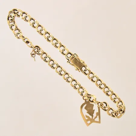 Armband Bismarck med berlock, längd 19,5cm, bredd 5mm, extra ögla, 18K Vikt: 8,5 g