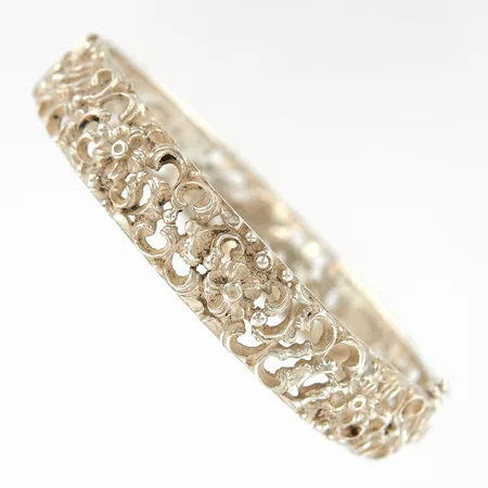 Armband stelt med blomsterdekor, öppningsbart, ca 20cm, bredd: 11,5mm, silver 835/1000 Vikt: 21,7 g