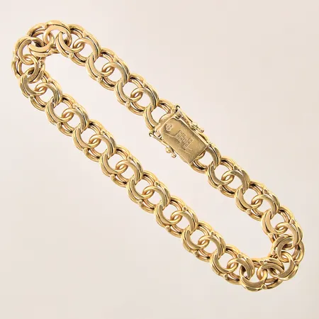 Armband Bismarck, längd 20,5cm, bredd 9mm, lås med mindre repor, 18K  Vikt: 29,2 g