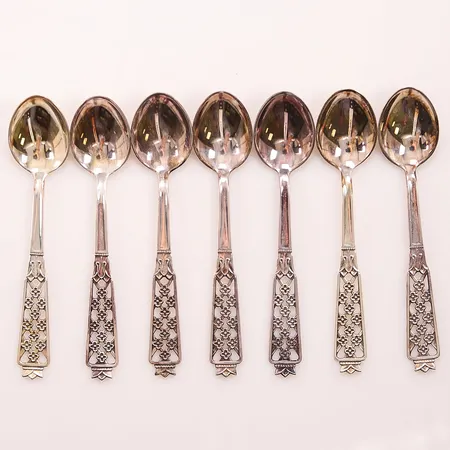 7 Kaffeskedar, 10,5cm, 830/1000 Silver 73,8g.