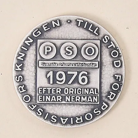 Årsmedalj 1976, Svenska Psoriasisförbundet, Ø45mm, Einar Nerman, etui, silver 925/1000 Vikt: 54,3 g