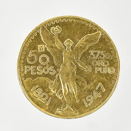 Mynt, Estados unidos Mexicanos, Ø36 mm, 50 Pesos 1821-1947, 21,6K. Vikt: 41,6 g