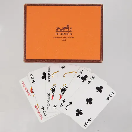 Kortlek Hermes, 2 lekar, asken 10x7,5cm, korten 6,5x4,3cm