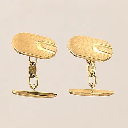 Ett par manschettknappar, matta/blanka, 16x9mm, 18K Vikt: 3,8 g