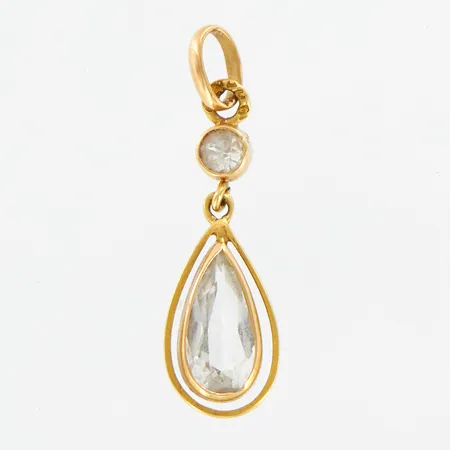 Hänge med vita stenar, ca23mm, 18K Vikt: 0,8 g