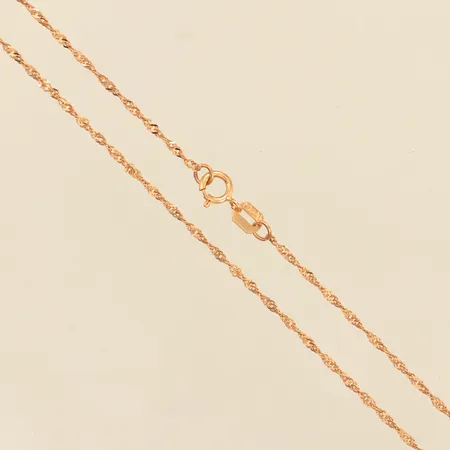 Kedja Singapore, längd 42cm, bredd ca 1,2mm, något defekt lås, Guldfynd, 18K Vikt: 1,2 g
