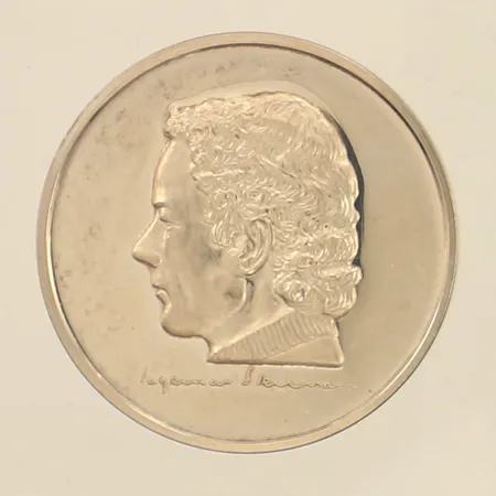 Silvermynt, Ø33mm, Svenska Skidförbundets Jubileumsmynt 1908-1983, nominellt värde 250 kr, Sporrong, 925/1000 silver  Vikt: 15,8 g