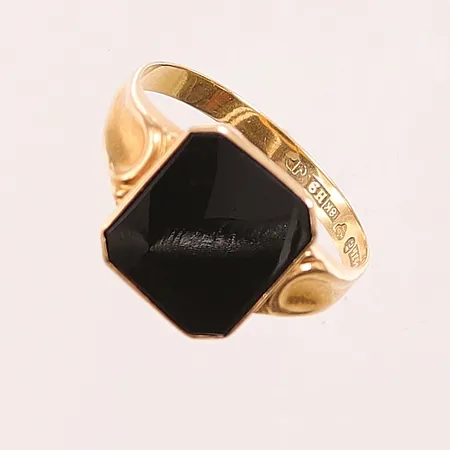 Ring, Ø22, bredd:14mm, onyx, 18K 3,6g.