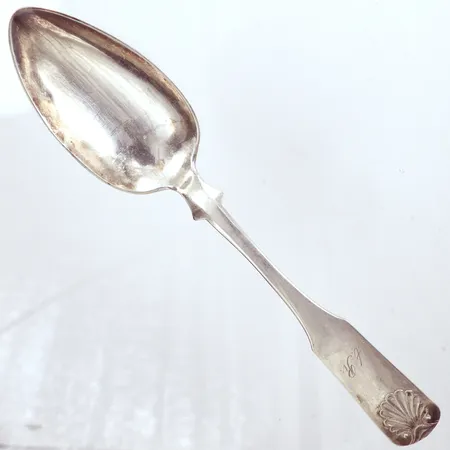 Matsked, modell snäckan, längd 21cm, bredd 4,3cm, år 1973, silver 800/1000 Vikt: 49,1 g