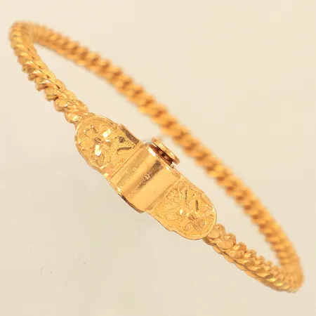Armband, innermått ca 58x63mm, bredd ca 4-8mm, öppningsbar, 22K Vikt: 30 g