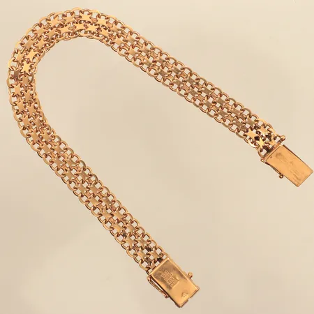 Armband X-länk, längd 19cm, bredd 8,4mm, Svenska Guldvaruaktiebolaget T Be, år 1965, 18K Vikt: 14,8 g