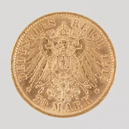 Mynt 20 Mark, 1913, 21,6K Vikt: 7,9 g