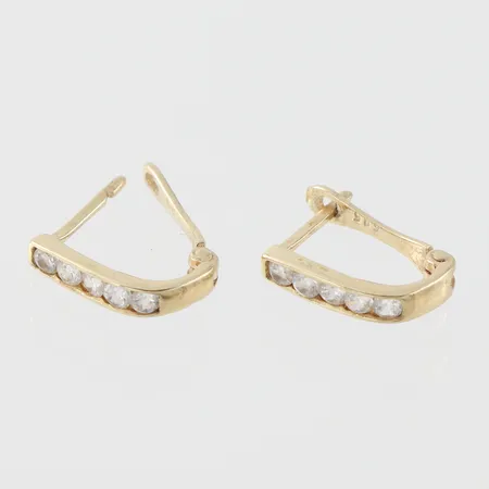 Örhängen paret med stenar, höjd ca 11.5 mm, 14k. Vikt: 1,2 g