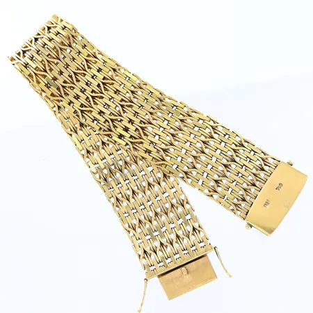 Armband, 19,5cm, bredd 22mm, smärre skevheter, 18K Vikt: 60,6 g