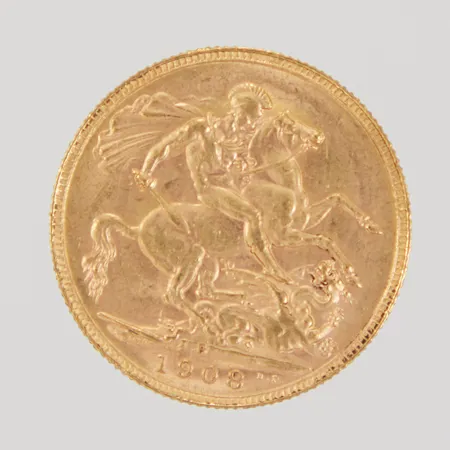 Mynt Sovereign - Edward VII, 1908, 22K Vikt: 8 g