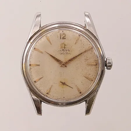 Herrur Omega Seamaster, 34mm, refnr:2937-2, verknr:15607820, Cal.267, manuell, läderband, skadad urtavla.
