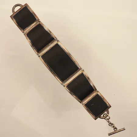 Armband, svart plattor, längd 19,5cm, bredd ca25-33mm, Moment 23, 925/1000 Silver  Vikt: 74,2 g
