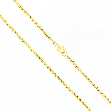 Kedja, 48cm, bredd 2mm, skeva länkbitar, defekt lås, 22K Vikt: 15,5 g