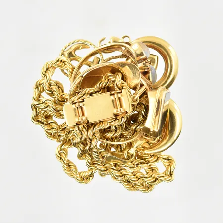 Diverse defekt guld med stenar, 18K. Vikt: 23,4 g