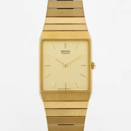 Herrur Seiko Tank, 34x26mm, stål, quartz, refnr 5Y00-5020, boettnr 687575, batteribyte krävs, ej funktionstestad, repigt glas, gravyr