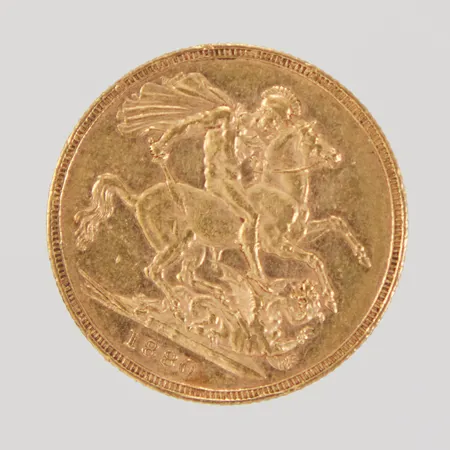 Mynt Sovereign - Victoria, 1880 , 22K Vikt: 8 g