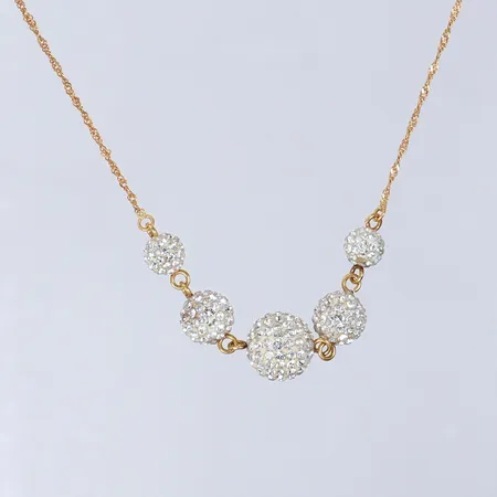 Collier med vita kristaller, ca 41,5-44,5cm, bredd 1,2-10,2mm, GHA. 18K, bruttovikt 4,1g Vikt: 0 g