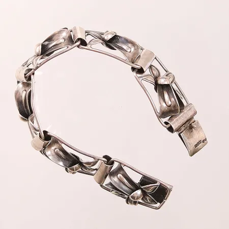 Armband, 18cm, bredd:20mm, blomdekor, 830/1000 Silver 27,7g.