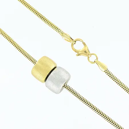 Collier, Ormlänk, 42,5cm, bredd 1,5-8,5mm, vit/gulguld, 18K Vikt: 11,4 g