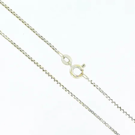 Kedja Venezia, 43cm, bredd 1mm, skeva länkbitar, vitguld, 18K Vikt: 4,3 g