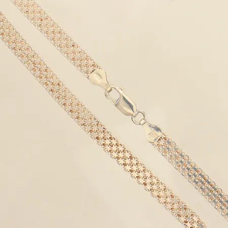 Kedja, X-länk, längd 43cm, bredd ca 6mm, Guldfynd, 925/1000 silver  Vikt: 14,1 g