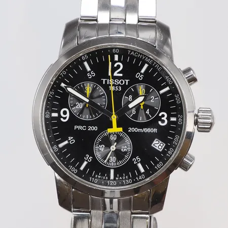 Herrur Tissot PRC 200 Ø40mm ref nr. T461 snr. TKO-3G-15737, quartz, kronograf, datum, stållänk, bruksslitage 