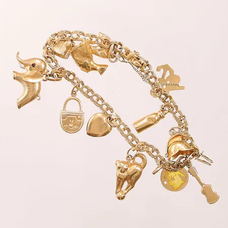 Armband Bismarck, berlocker, defekt/lagat, 18K 19,3g.