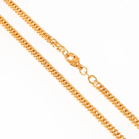 Kedja dubbelpansar i 18K guld. Den är 48,5 cm lång, 3,6 mm bred och väger 22,7g. Karbinhake. Från Balestra. Stämplad GFAB 750. Framstår oanvänd.