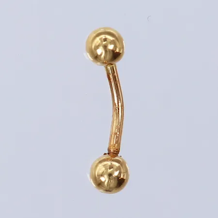 Piercingstav, ca 9mm, bredd 1,2mm, böjd barbell. 18K  Vikt: 1,1 g
