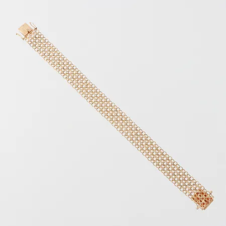 Armband X-länk, Stockholms Ädelsmide AB Stockholm 1969, längd ca 18.5 cm, bredd 13.6 mm, 18k. Vikt: 15 g