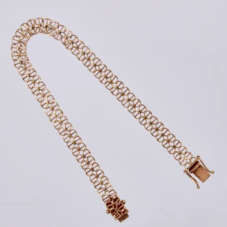 Armband x-länk med stav, längd: ca 18cm, bredd: ca 7mm, GHA, 18K Vikt: 6,6 g