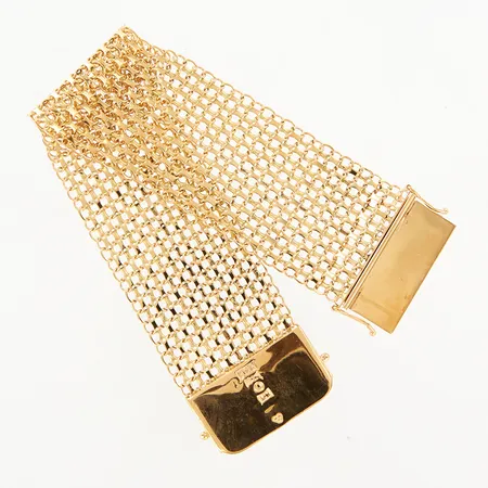 Armband X-länk, 19cm, bredd: 31mm, år 1970, Ädelsmycken Aktiebolag, Stockholm, 18K,  Vikt: 40,7 g