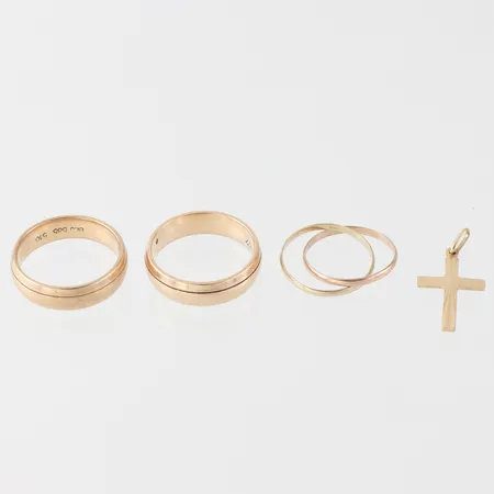 Diverse smycken med gravyrer och slitage, 14k. Vikt: 0 g