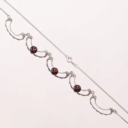 Collier, markasiter samt lila stenar, 40cm, 925/1000 Silver 8,5g.