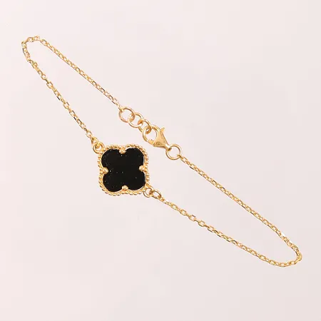 Armband, 17-17,5cm, svart sten, 21K 3,5g. OBS,  EJ MÄRKESDESIGN!