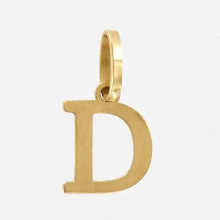 Hänge, bokstaven D, 13x7mm, 18K Vikt: 0,2 g