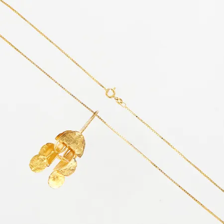 Collier, Kedja Venezia, 50cm, bredd: 1,2mm, Hänge 50mm, bredd: ca 25mm, år 1981, Birgitta Häggbom-Erhardt, Linköping, förgylld, silver 830/1000 Vikt: 11,9 g