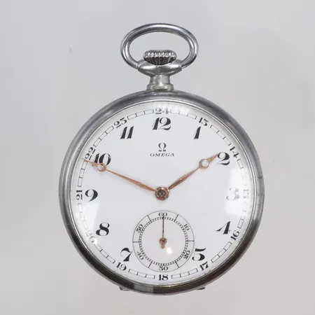 Fickur Omega Ø48mm manuell uppdragning (defekt går ej, troligen trasig regelfjäder) boett nr 9461229, snr 8631831, ca år 1934  Vikt: 0 g