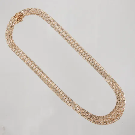 Collier, doserad X-länk med stav, 45,5cm, bredd 9,5-15mm, Antar Guld, 18K,  Vikt: 35,2 g