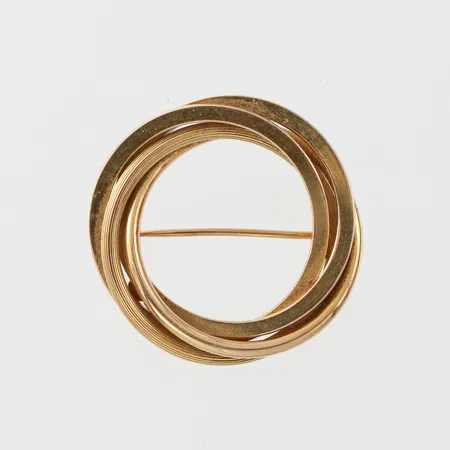 Brosch, diameter ca 32.6 mm, 18k. Vikt: 6,3 g