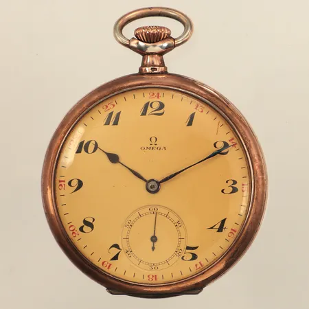 Fickur Omega, manuell, Ø50mm, liten sekundvisare, innerboett i silver, boett nummer 8055838, verk nummer 7398460, silver 800/1000